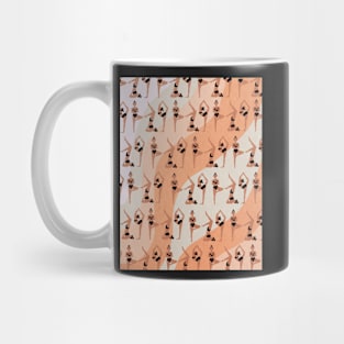 Yoga girl pattern, Mid century art Mug